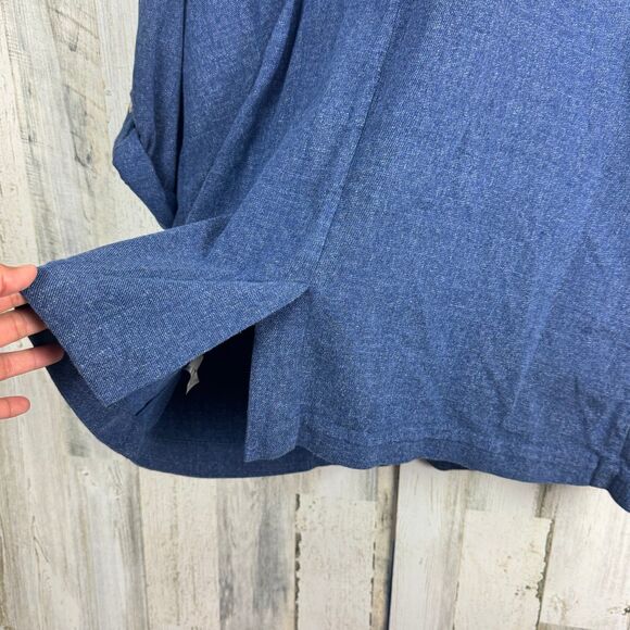 J Jill Blazer Womens XLarge Blue Slat Open Front Roll Tab Sleeve Jacket - Picture 5 of 10